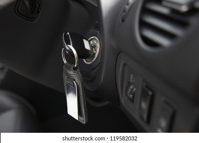 Key inserted into the lock of ignition of the car - Powered by Shutterstock