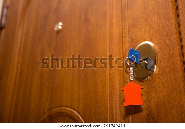 Key Keyfob House Inserted Into Door Stock Photo Edit Now 261749411