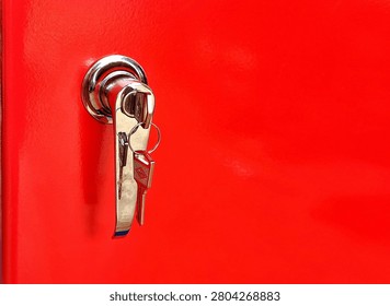 Key and lock door panel in box hydrant taken close up