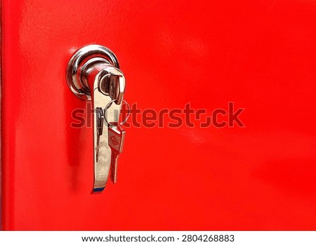 Key and lock door panel in box hydrant taken close up