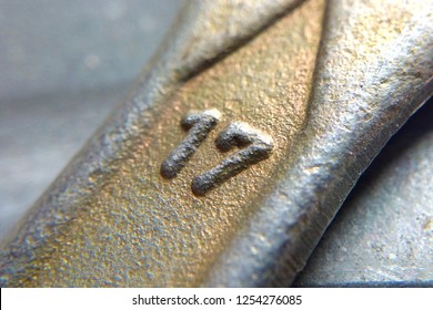 Key Metal Number 17 Macro Photo Very Mutilated Size