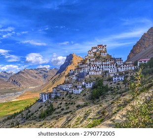 Key Monastery (or Kye Gompa) is a prominent Tibetan Buddhist monastery of the Gelugpa sect, perched at an altitude of 4,166 meters (13,668 ft) in the remote Spiti Valley of Himachal Pradesh, India. Serving as the largest monastery and religious training center in the valley, it offers a breathtaking fortress-like architectural marvel overlooking the Spiti River.
