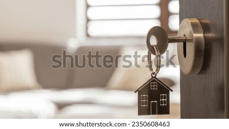 Key opening door with a key chain