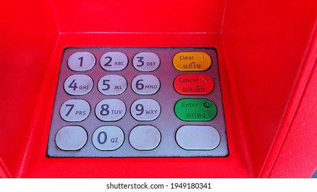 Key Pad Of Red ATM 