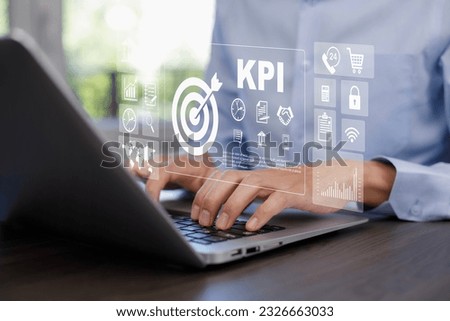 Key Performance Indicator Planning KPI, Company Management Business Internet Technology Concept, Businessman using a laptop with document management, enterprise resource management software system