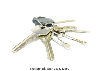 key ring and keys isolated on white background
