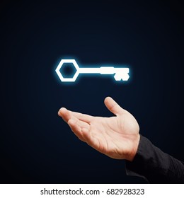 Key Sign For Turn Key Access Lock Idea Concept