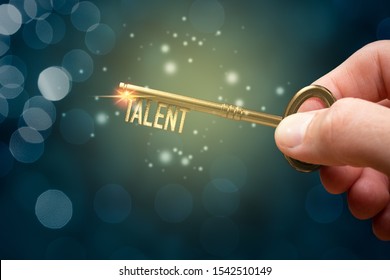 Key to unlock and open your talent and potential. Mentor, coach and another leading person has a key to open hidden talent. Talented human resources are very important for company success.