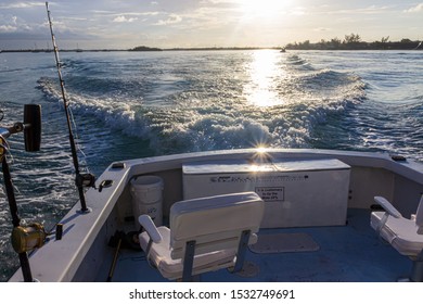 Key West, FL / USA - Oct. 9, 2019: A View Of The Stern Of The Charter Fishing Vessel 