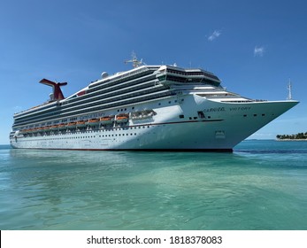 Key West, Florida - October 22, 2019: Carnival Victory Cruise Ship Liner Leaving Key West