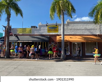 Key West, Florida - October 22, 2019: People Dress In Fairy Doll Dresses And Costumes During Fantasy Fest In Key West, FL. This Annual Event Features A Two Day Street Fair, Party, And Parade