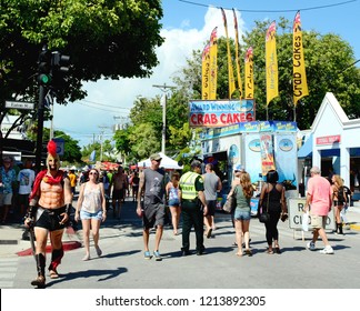 KEY WEST, FLORIDA, USA-OCTOBER 26,2018:  People attend the annual Key West Fantasy Festival street fair, in Key West on Saturday, October 26, 2018.