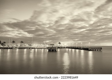 Key West Port At Sunset In Florida, USA.