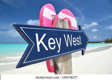 Key West Sign On The Beach