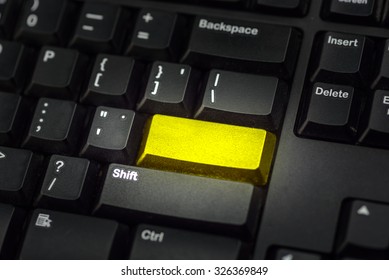  Keyboard With Blank Gold Key - Technology Background