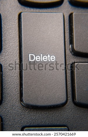 Keyboard button, delete. Information and data.
