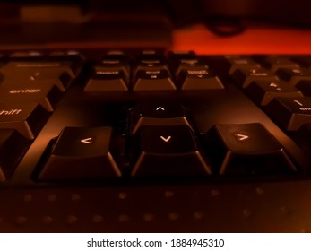 Keyboard Close Up, Dark Light Main Keyboard Arrow Keys