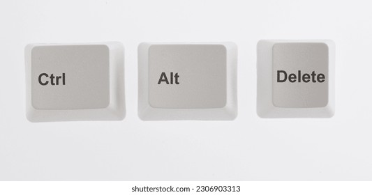 Keyboard Ctrl Alt Del keys on white background