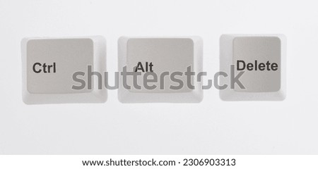 Keyboard Ctrl Alt Del keys on white background