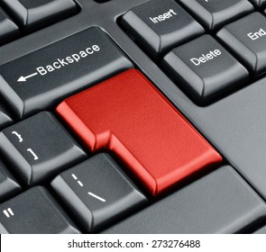 Keyboard Empty Red Enter Button. Keyboard Concept