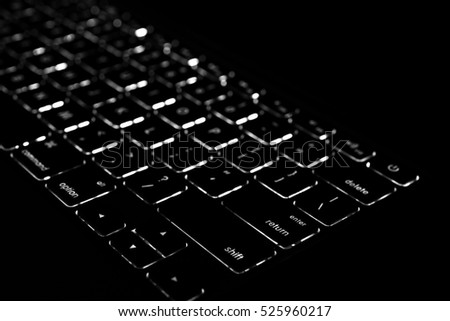 keyboard has a light underneath for use at night.