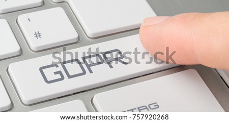 A keyboard with a labeled button - GDPR