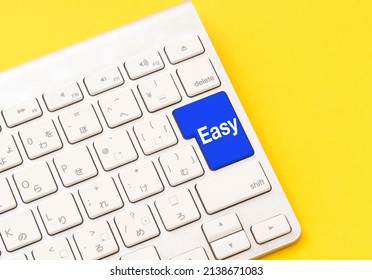 A keyboard labeled "Easy".The name of each key is written in Japanese on the keyboard. - Shutterstock ID 2138671083