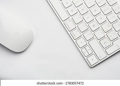 Keyboard And Mouse On Desktop, Top View