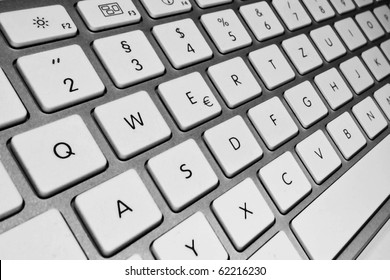 Keyboard of a notebook computer. White and black.