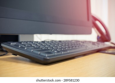 keyboard on table work of room service business office