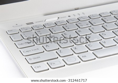 Keyboard of silver notebook