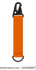 Keychain Key Chain Webbing Strap Snap Hook Carabiner Snaphook Safety Buckle Steel Metal Alloy Industry Safety White Background Orange Back View