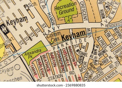 Keyham, Devon, England, United Kingdom atlas map town name pencil sketch - Shutterstock ID 2369880835