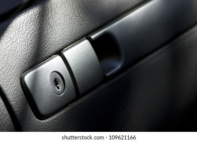 Keyhole Of Closed Car Glove Box.