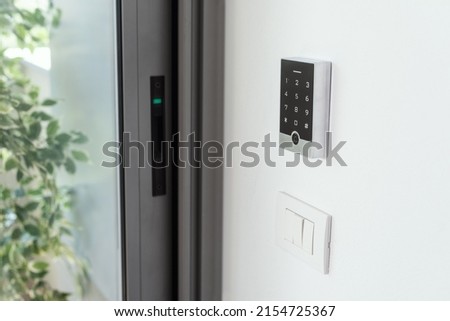 Keypad access, for set alarm code for home security, alarm system concept
