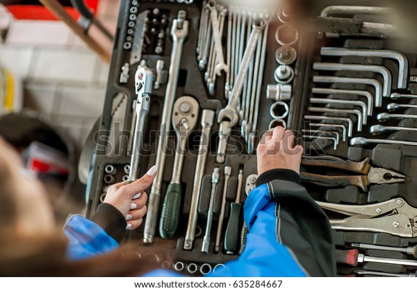 Keys for car repair in a\
car workshop