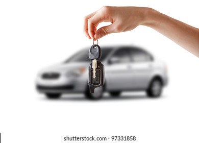 Keys To The Car. White Background.