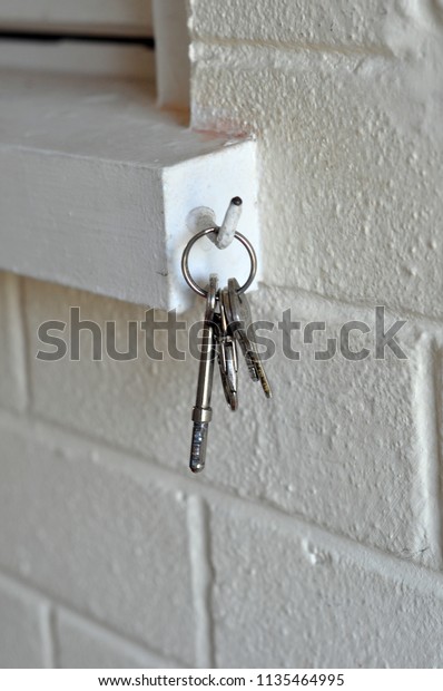 Keys hanging on a\
hook