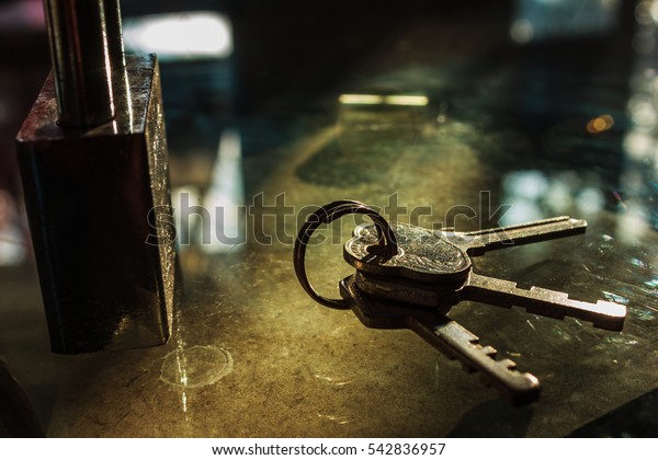keys with light on the\
glass table