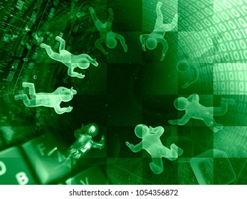 Keys and mans - abstract computer background in greens.
