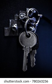 The keys on black and blue background