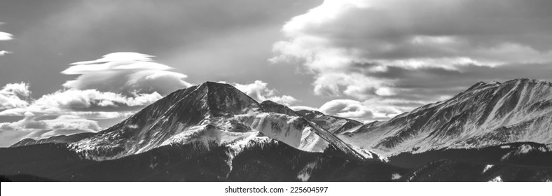 Keystone Colorado in black and white panoramic photograph / Panorama of Keystone Colorado 