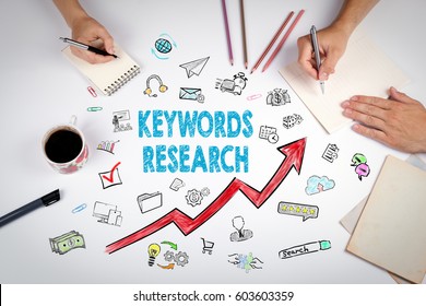 Keywords Research Business Concept. The meeting at the white office table - Shutterstock ID 603603359
