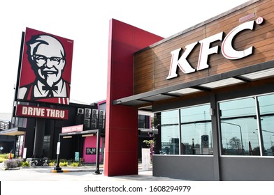 Ayutthaya​-Thailand​,07/01/2020​: KFC fast food restaurant. Kentucky Fried Chicken (KFC) is the world's second largest restaurant chain with almost 20,000 locations globally.
