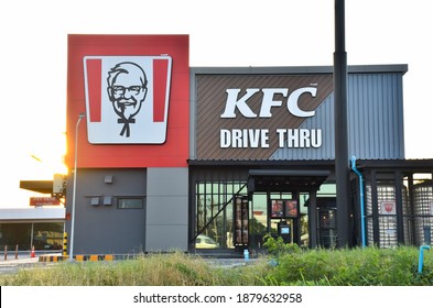 Saraburi​-Thailand​,December​ 21,2020​: KFC fast food restaurant. Kentucky Fried Chicken (KFC) is the world's second largest restaurant chain with almost 20,000 locations globally.