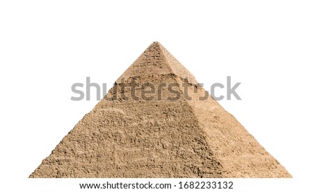 Khafre pyramid (part of Giza pyramid complex) isolated on white background. Greater Cairo, Egypt.