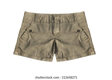 Khaki Female Shorts Isolated Over White