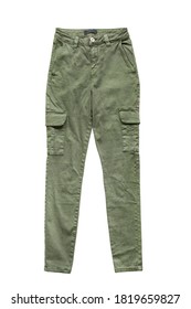 Khaki Green Cargo Pants Isolated Over White