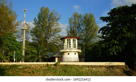 Khao Lak, Thailand - March 7, 2020: Indian Ocean Tsunami Warning Tower At Khao Lak Beach