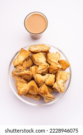 Khari puff biscuit or Kharee Puff pastry is an evergreen accompaniment with chai, Indian snack - Shutterstock ID 2228946075